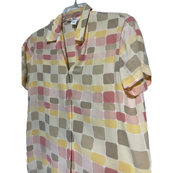 Vintage Josephine Chaus Women's Button Down Shirt Silk Blend Multicolor Size 8 - Picture 3 of 6